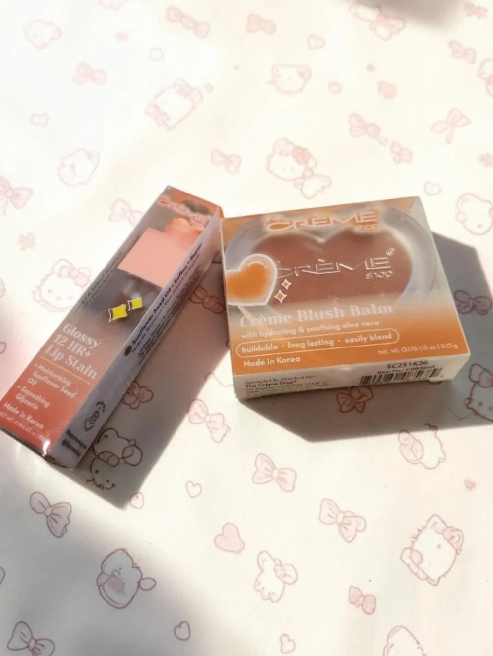 Crème Shop Peach Cream Blush Balm & Glossy 12HR Lip Stain Duo